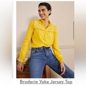 Boden Broderie Yoke Jersey Top